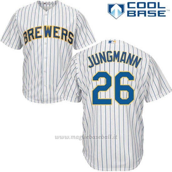 Maglia Baseball Uomo Milwaukee Brewers Taylor Jungmann Bianco Autentico Collezione Cool Base